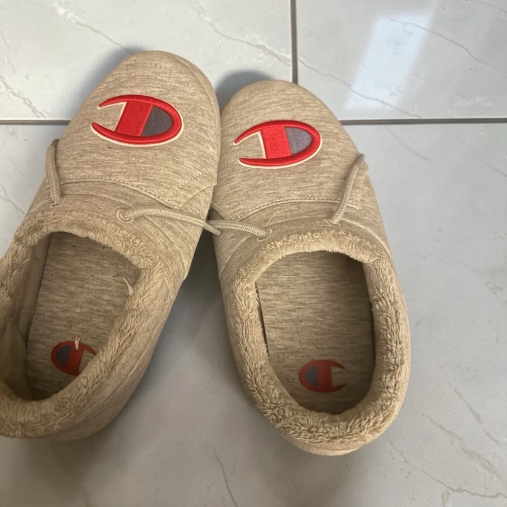 Champion gray house slippers - size 8 men’s , like new
